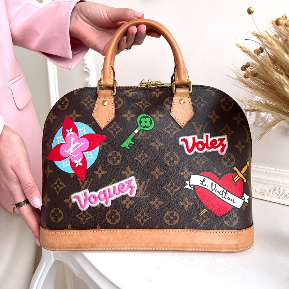 Authentic Louis Vuitton Alma Limited Edition Patches Monogram Canvas PM B0870